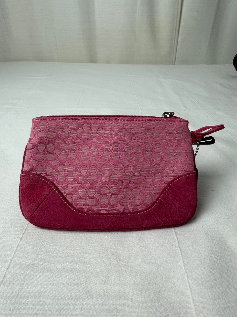 Coach Pink Signature Wristlet Cosmetic Pouch